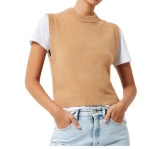 Tan Sleeveless Knit Sweater Vest